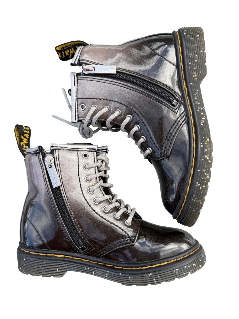 Dr. Martens Toddler Girls Gradient Glitter Boots Metallic Silver Black Sz 10T